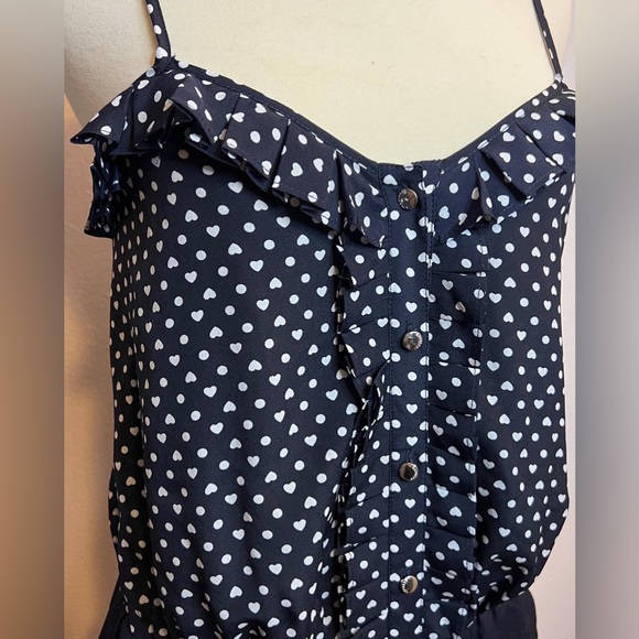 Vintage Express polka dots and hearts black and white romper Size Xs - Picture 4 of 8